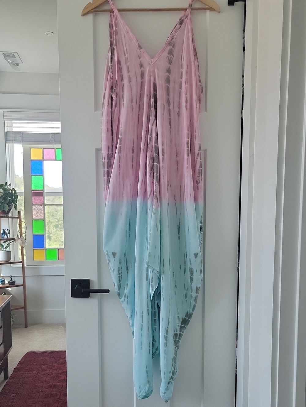 Artisan Pink and Light Blue Hand Dyed Dress/ Swim Suit Cover Up From Hawaii.